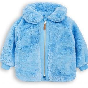 Girls Blue Mini Rodini Faux Fur Jacket (3-5Y)